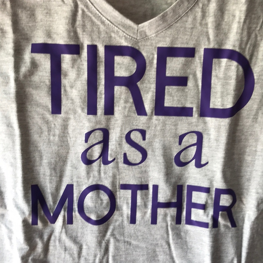 New X Large V neck gray t shirt with vinyl saying